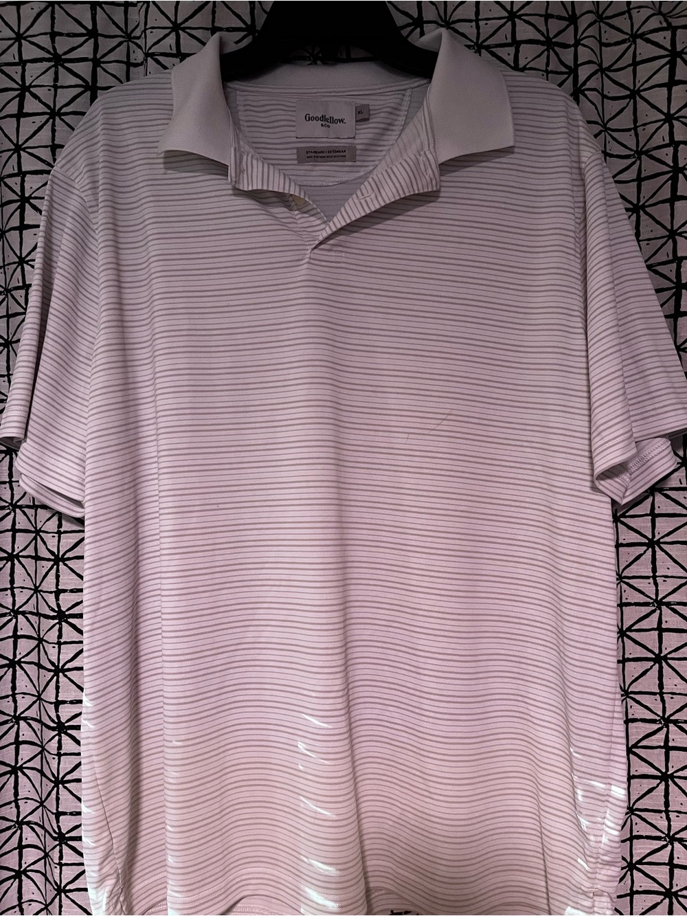 Goodfellow & Co Men’s White Polo with Thin Gray Stripes